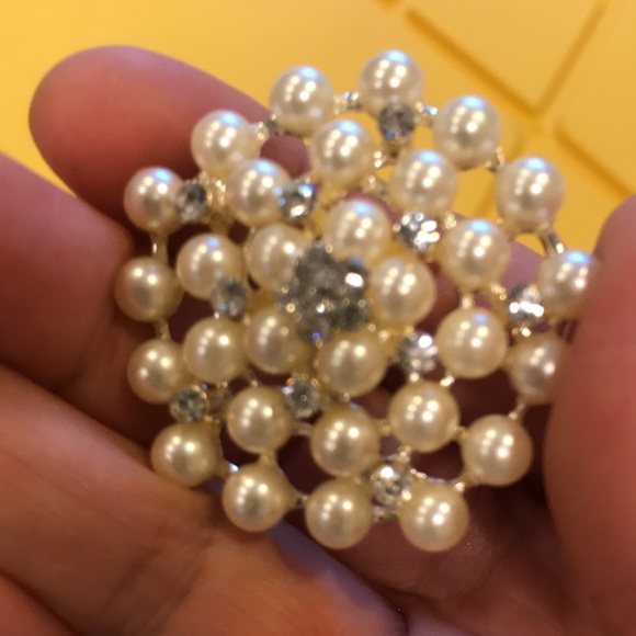 Rhinestones and faux pearls beautiful brooches set - Picture 6 of 11